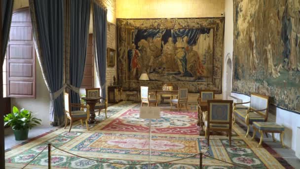 Interior of the Royal Palace of La Almudaina in Palma de Mallorca, Spain. — ストック動画