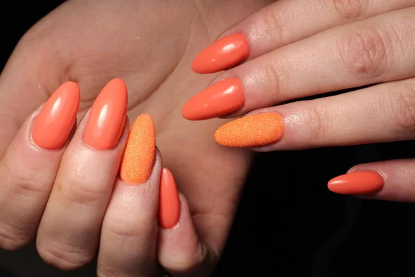 Bright manicure, orange nail design
