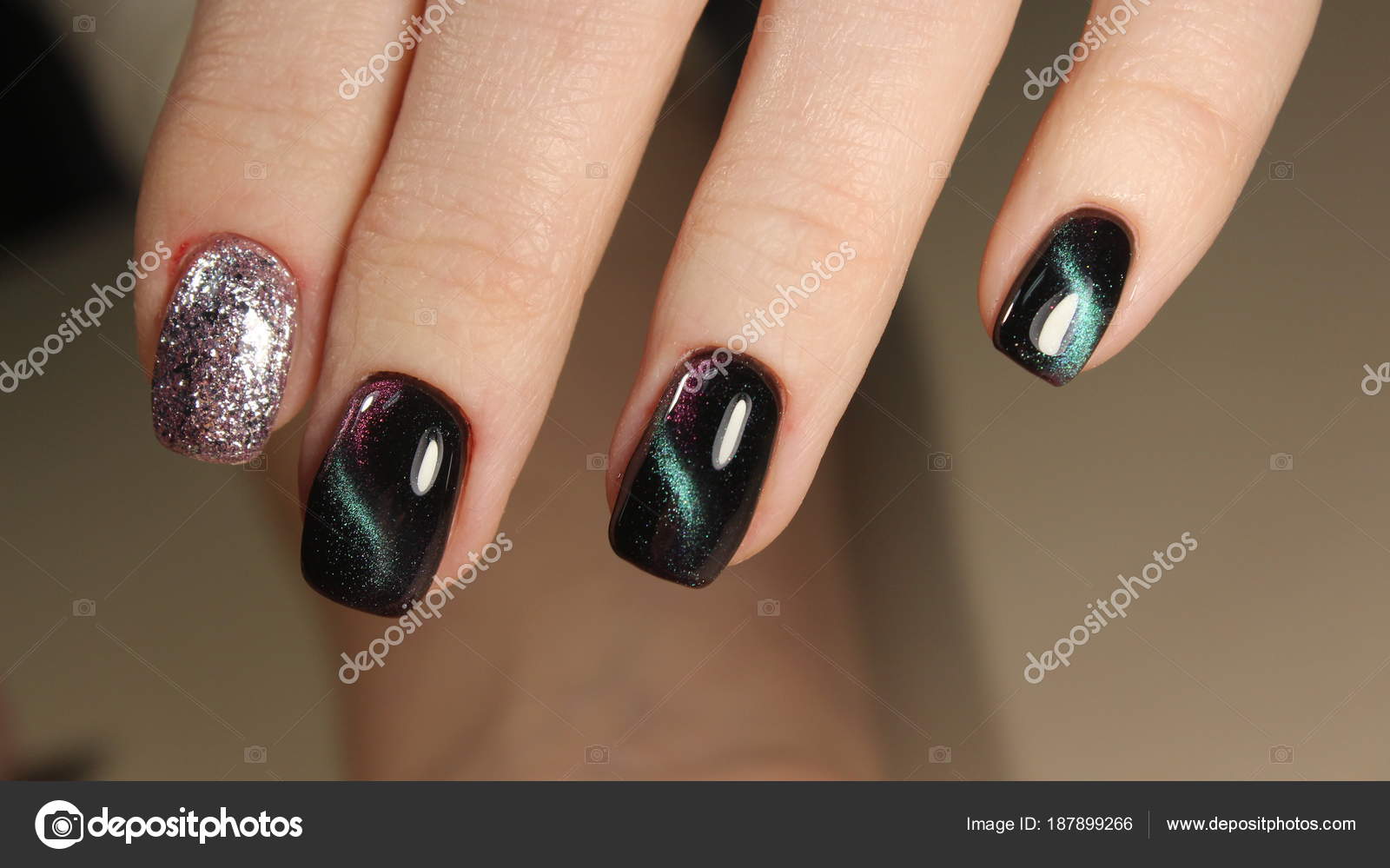 Color Cat S Eye Manicure Stock Photo C Smirmaxstock