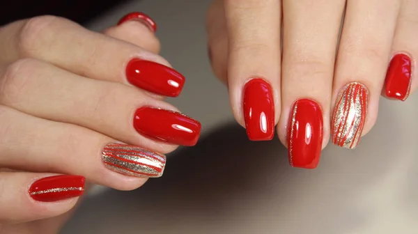 Nail designs red colors — Stock Photo, Image