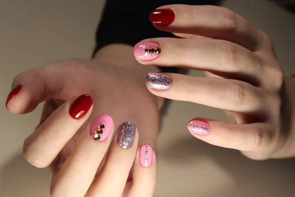 Christmas Nail art manicure — Stock Photo, Image