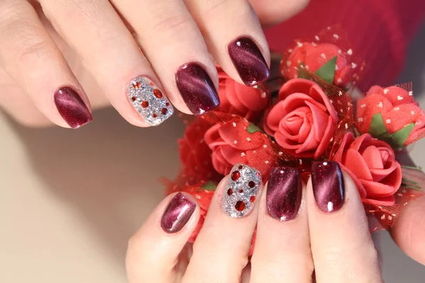 Christmas Nail art manicure — Stock Photo, Image