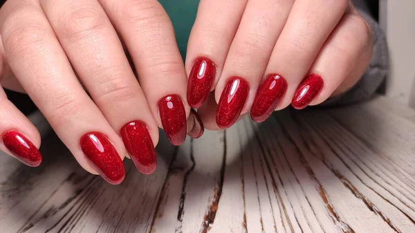 Piękny żel manicure lakier na teksturowanej tło modny — Zdjęcie stockowe