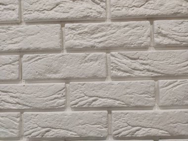 Beyaz Rustik doku. Retro Beyazlatılmış Eski Tuğla Duvar Yüzeyi.