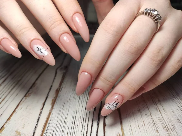 Handen omhoog. Ontwerp Hand met Pastel Nagels — Stockfoto