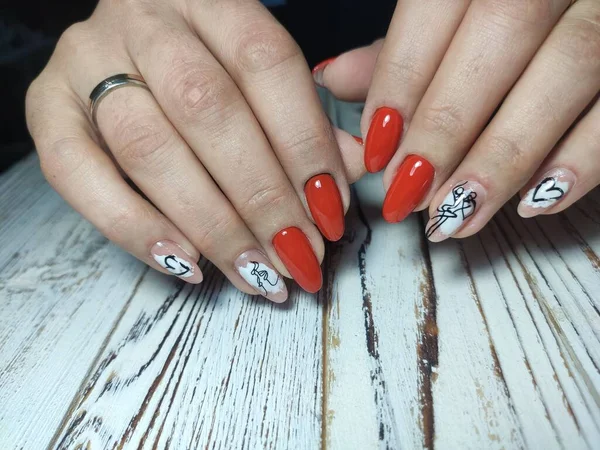 Manucure Nail Art de Noël. Style vacances d'hiver manucure lumineuse — Photo