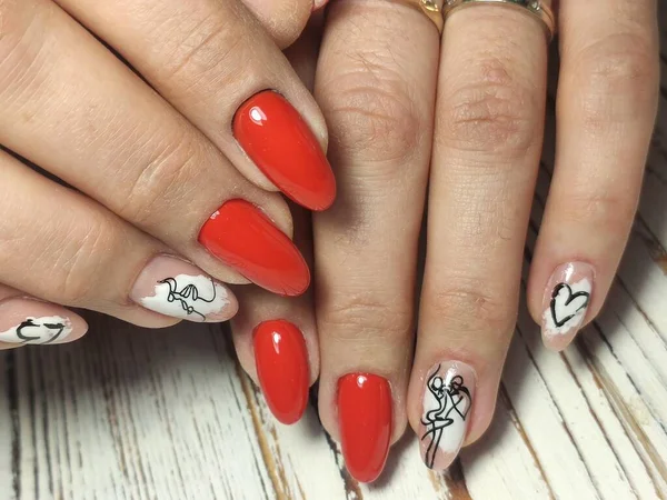 Jeugd manicure ontwerp beste nagels, gel lak — Stockfoto