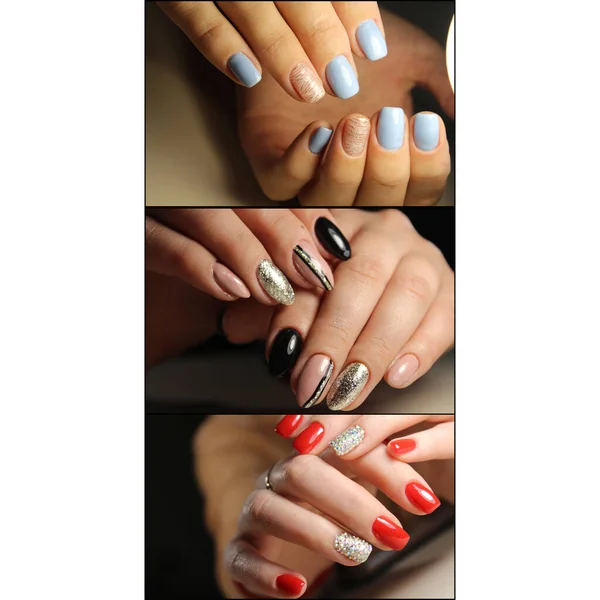 Beauty collage met art design manicure. Mooie handen. — Stockfoto