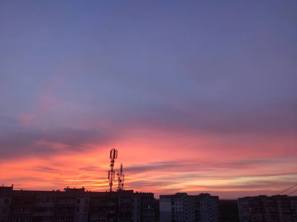 Schöner Fetter Himmel Bei Sonnenuntergang Ukraine — Stockfoto
