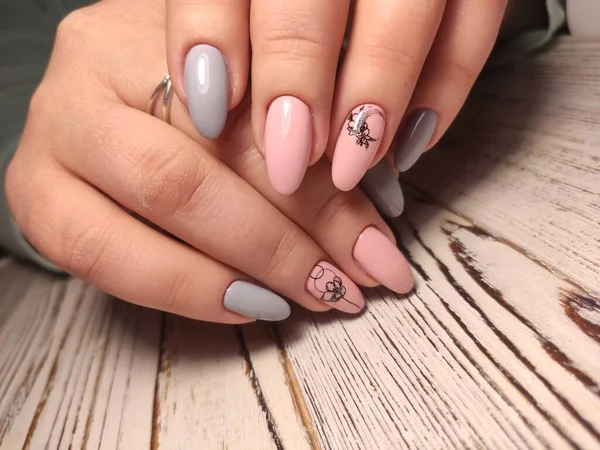 Manicura Arte Natal Estilo Férias Inverno Manicure Brilhante Com Gemas — Fotografia de Stock