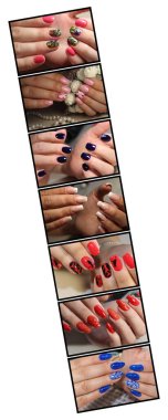 Beauty collage with art design manicure. clipart