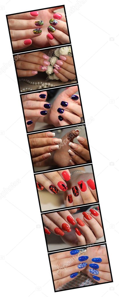 Beauty collage with art design manicure.