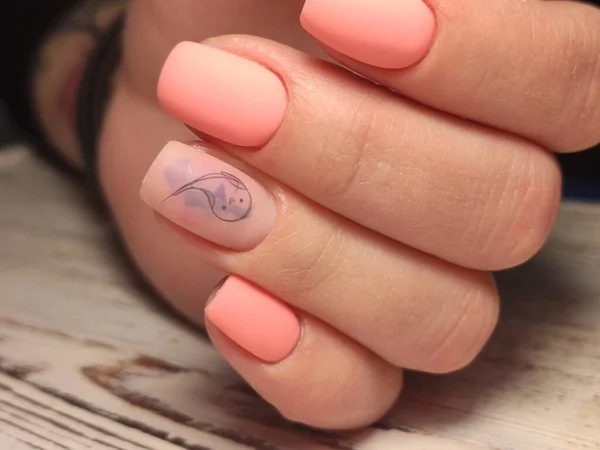 Design Sexy Roze Manicure Lange Mooie Nagels — Stockfoto