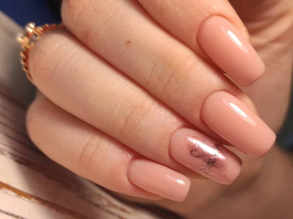 Design Sexy Pink Manicure Long Beautiful Nails — Stock Photo, Image