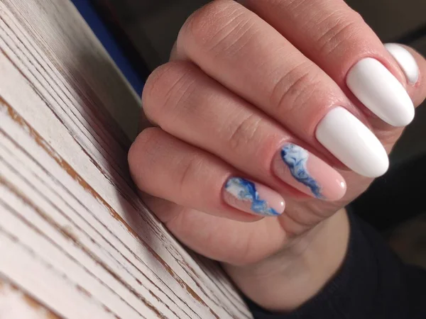 Moda Manicure Paznokci Pięknym Tle Tekstury — Zdjęcie stockowe