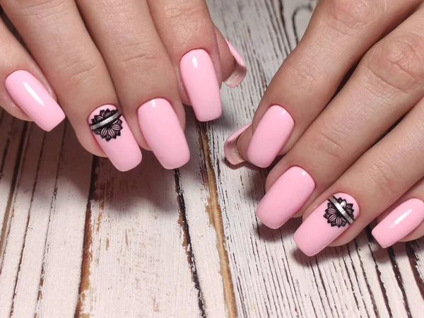 Mooie Manicure Van Nagels Achtergrond Van Een Modieuze Textuur — Stockfoto