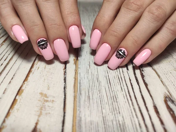 Kerst Nagel Kunst Manicure Winter Vakantie Stijl Heldere Manicure Met — Stockfoto