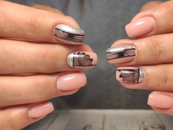 Trendy Manicure Design Een Mooie Texturale Achtergrond — Stockfoto