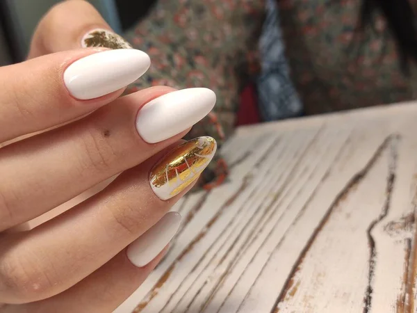 Manicura Arte Natal Estilo Férias Inverno Manicure Brilhante Com Gemas — Fotografia de Stock