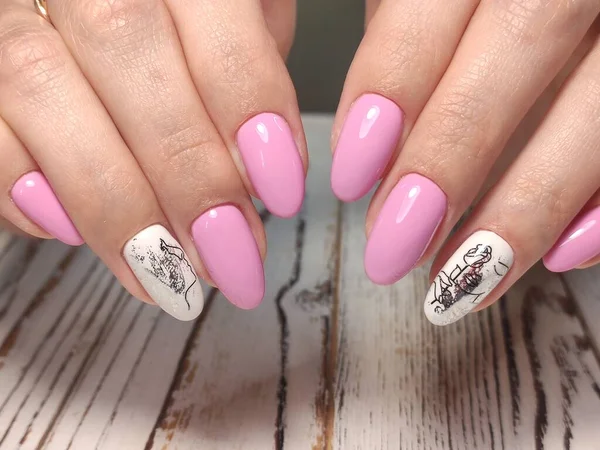 Fashion Manicure Van Nagels Een Mooie Texturale Achtergrond — Stockfoto