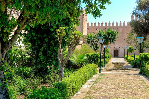 摩洛哥拉巴特Udayas古堡Kasbah的安达卢西亚花园景观 — 图库照片