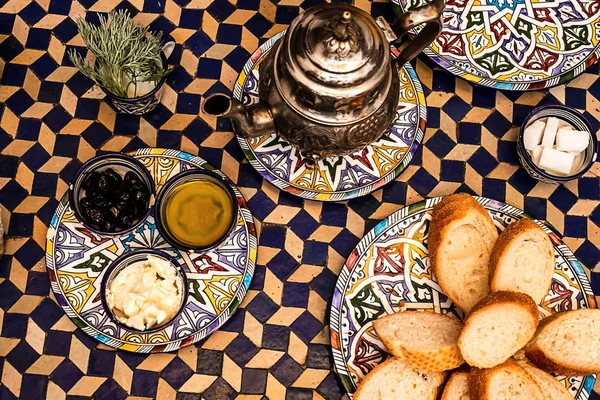Typical, traditional Moroccan breakfast in a typical Maracan house.