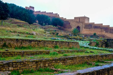 Sala Colonia ve İslam karmaşık Chellah, Camii ve minaresi harap olarak bilinen Roma kentinin kalıntıları.