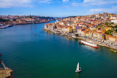 Şehir manzarası, şehir manzarası üst noktadan. Porto, Portekiz, Şubat 2018