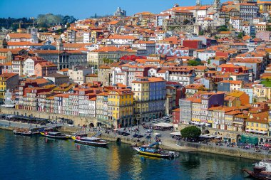 Şehir manzarası, şehir manzarası üst noktadan. Porto, Portekiz, Şubat 2018