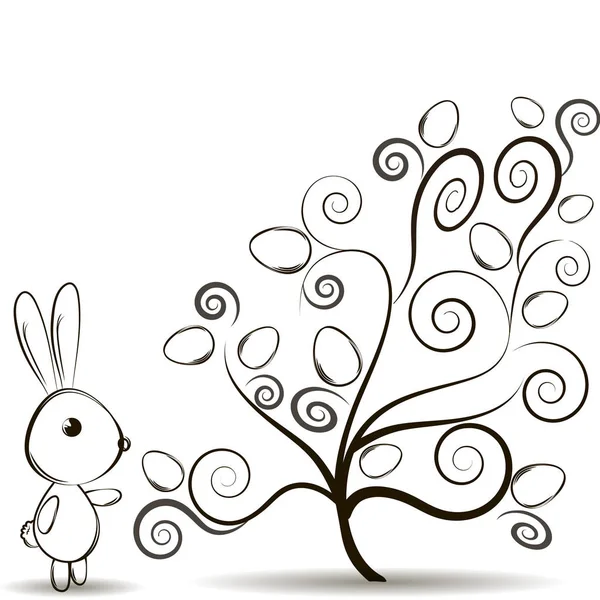 Easter tree with rabbit — Stock Vector