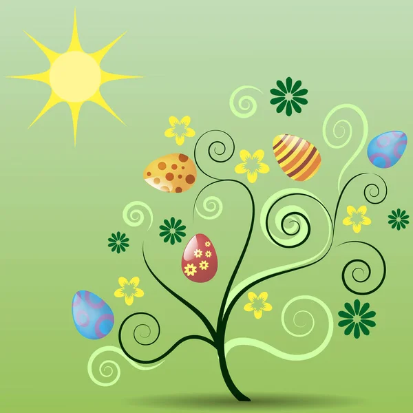 Easter tree with easter eggs — Stock Vector