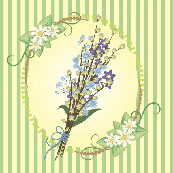 Card with bouquet of spring flowers — Stock Vector