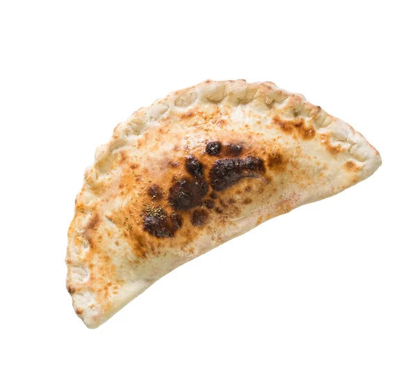 Pizza calzone beyaz arka planda izole. Üst görünüm