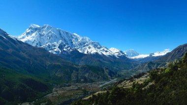 Panoramik görünümü Gangapurn ve Annapurna Annapurna Trek devre