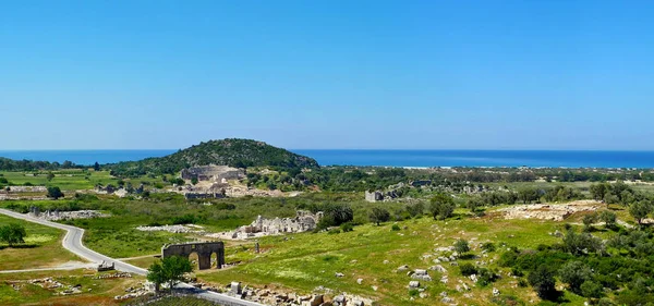 Panoramiczny widok z ruin w Patara, prowincji Antalya, — Zdjęcie stockowe