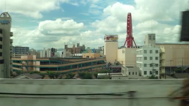 Кюсю - Вид из окна поезда Синкансэн. Разрешение 4K — стоковое видео
