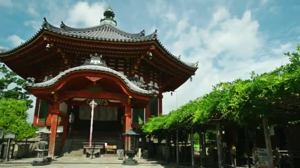 Nara - tempio giapponese. Panning al rallentatore. Tempio di Kofukuji — Video Stock