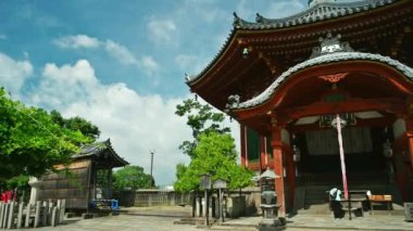 Nara - Japon tapınağı. Yavaş çekim çeviriyor. Kofukuji Tapınağı
