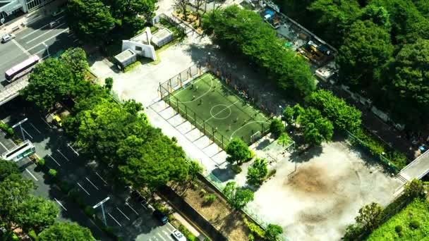 Tokyo - Aerial view of people playing football. 4K resolution time lapse. Shinjuku 2016 — Stock Video