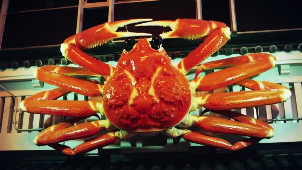 Osaka -  Giant crab sign above entrance to crab restaurant . Dotonbori 4K resolution — Stock Video