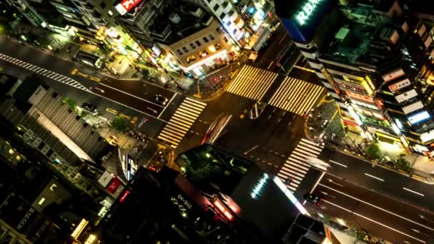 Май 2016 Года Токио Ночной Вид Воздуха Трафик Людей Видео — стоковое видео