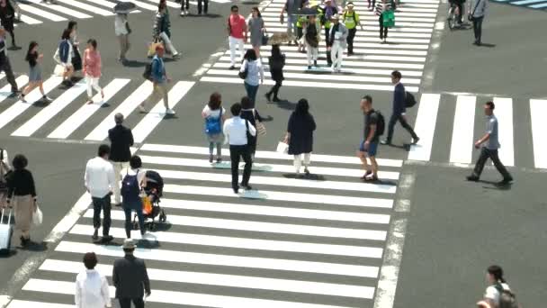 Tóquio - Vista aérea de pessoas na passarela. Resolução 4K. Ginza. — Vídeo de Stock