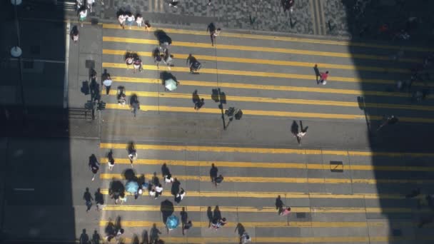 Hongkong - Luftaufnahme von Menschen auf einem Fußgängerüberweg in Tsim Sha Tsui. Kowloon. 4K-Auflösung — Stockvideo