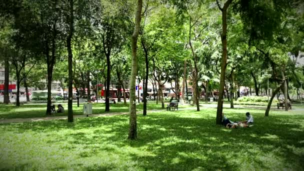 Ho Chi Minh City - Οι άνθρωποι χαλαρώνουν στο πάρκο. Ρετρό, κοίτα. Λήξη χρόνου ανάλυσης 4K. — Αρχείο Βίντεο