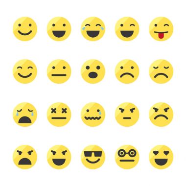 Emojis izole beyaz zemin üzerine kümesi.
