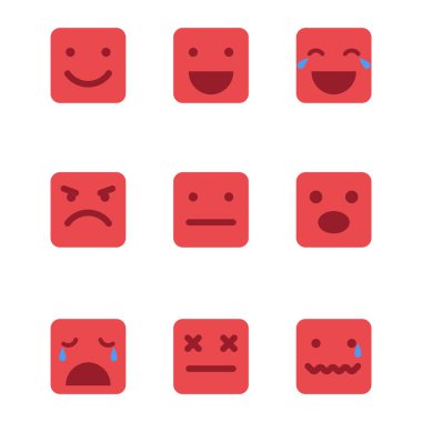 Kare içinde ifadeler Icons set vektör.