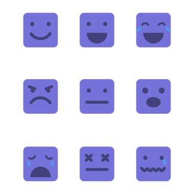 Kare içinde ifadeler Icons set vektör.