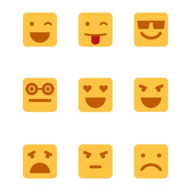 Kare içinde ifadeler Icons set vektör.