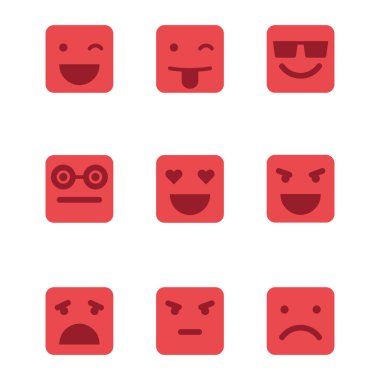 Kare içinde ifadeler Icons set vektör.