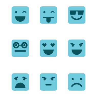 Kare içinde ifadeler Icons set vektör.